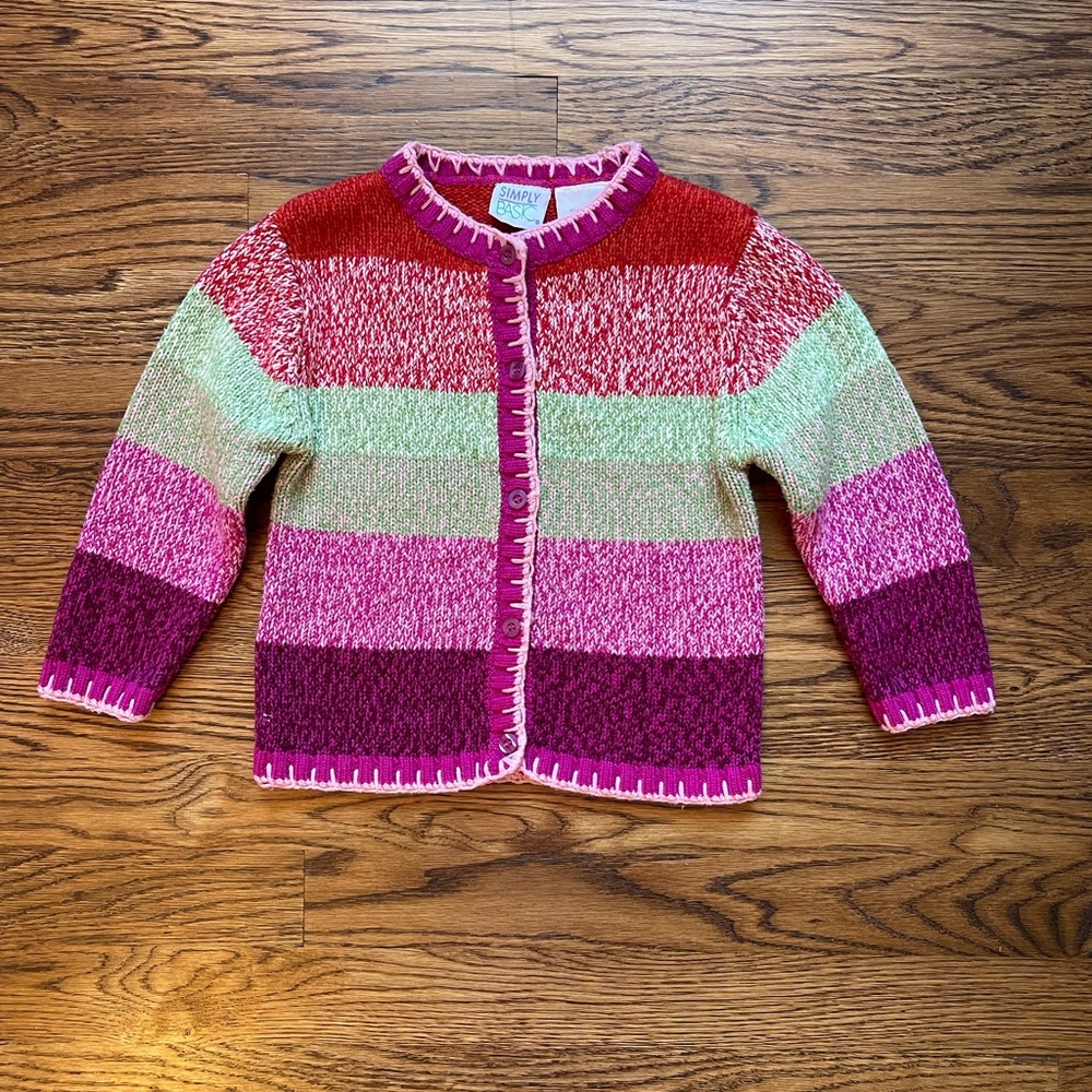 Simply Basic Girls Striped Cardigan Sweater